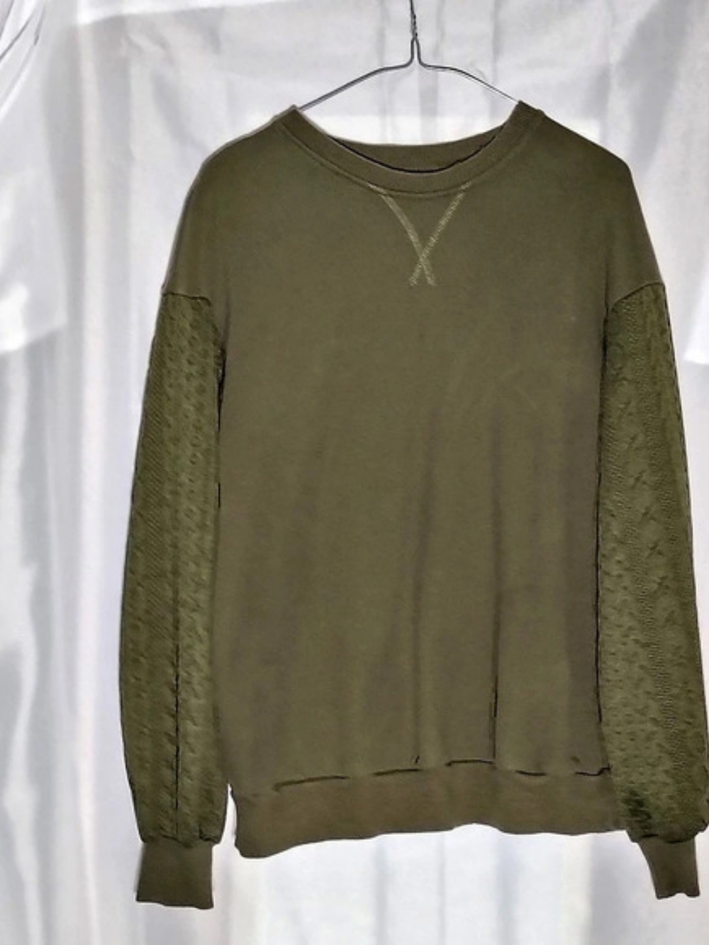 DOKOTOO Olive Textured Sleeve Crewneck Like New Unisex Size Large